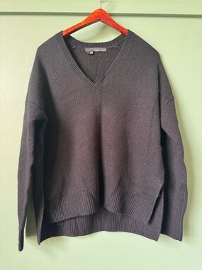 360 Cashmere Black V-Neck Knit Sweater